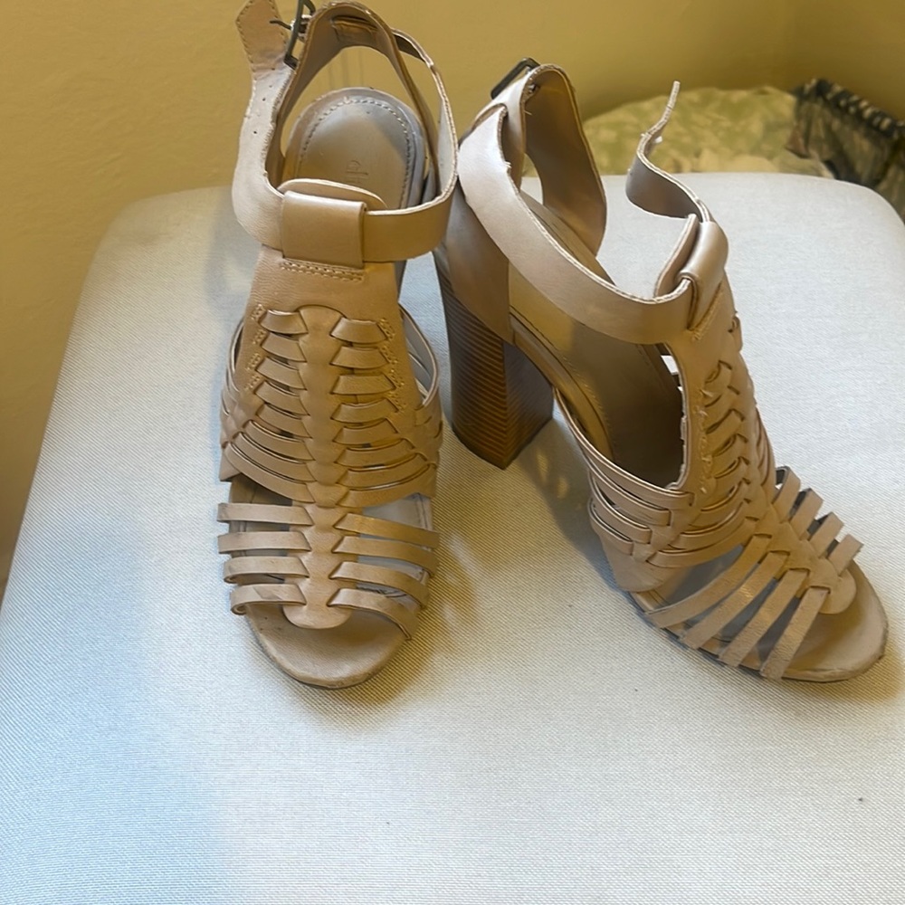 Woven Faux Leather Heels